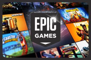 Epic-Games-Logo und Gamingplattform.