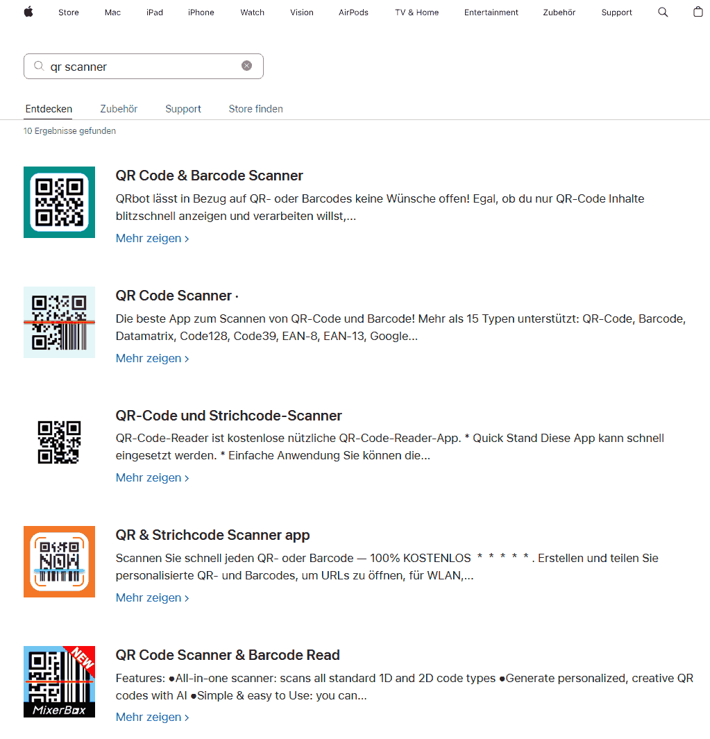 QR-Code-Scanner im Apple Store