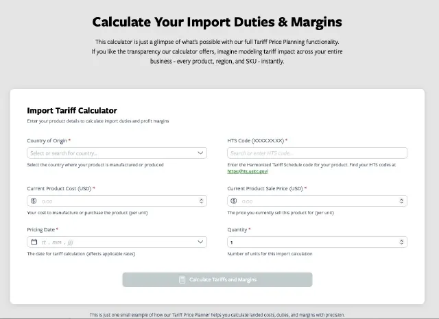 Tariff Price Planner