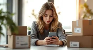 Buy Now Pay Later Regulierung – Frau schaut besorgt auf Smartphone mit offenen BNPL-Rechnungen