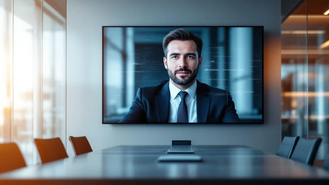 Deepfake-Betrug in Unternehmen – gefälschter Videocall im Konferenzraum