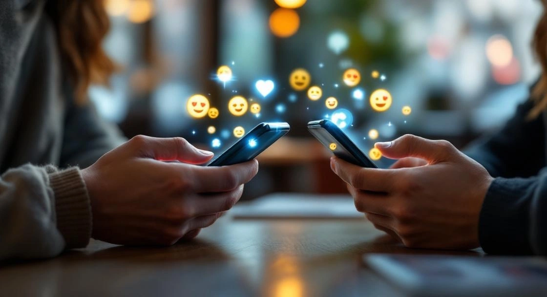 WhatsApp Smileys Bedeutung – zwei Personen kommunizieren per Emoji