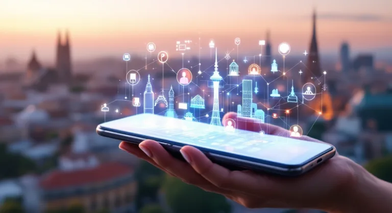 MWC 2026 Highlights: Modernes Smartphone mit holografischen App-Icons auf dem Mobile World Congress in Barcelona