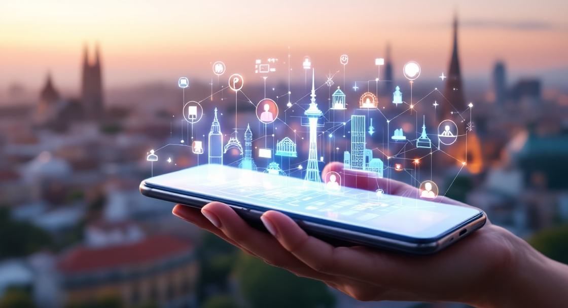 MWC 2026 Highlights: Modernes Smartphone mit holografischen App-Icons auf dem Mobile World Congress in Barcelona