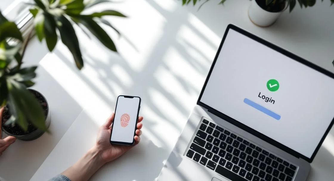 Passkeys Login auf Smartphone und Laptop