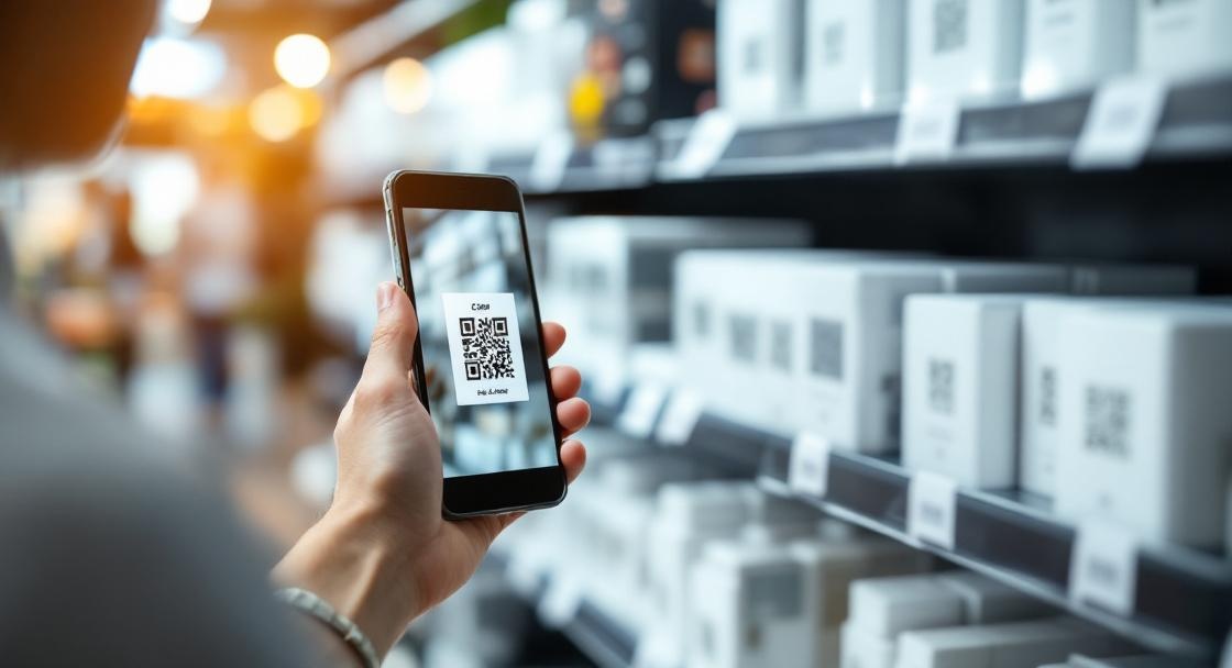 QR Code erstellen kostenlos – Smartphone scannt QR Code auf Produktverpackung
