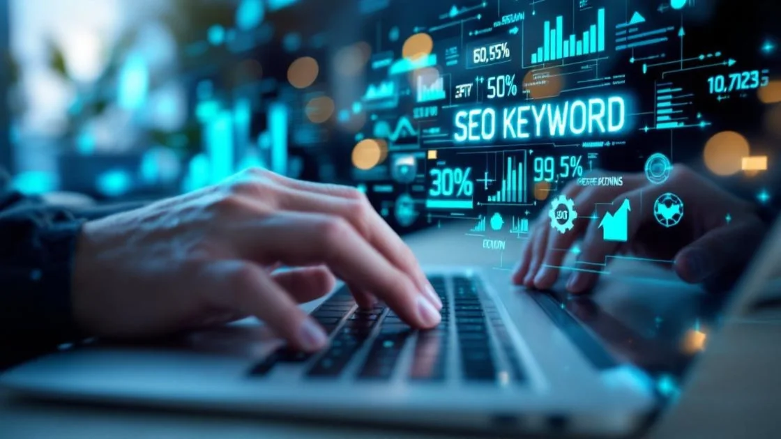 Suchhelden technische SEO – Keyword-Analyse am Computer