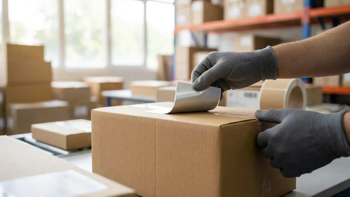 Amazon Bestellungen 2026 – FNSKU-Barcode wird auf Produktverpackung angebracht