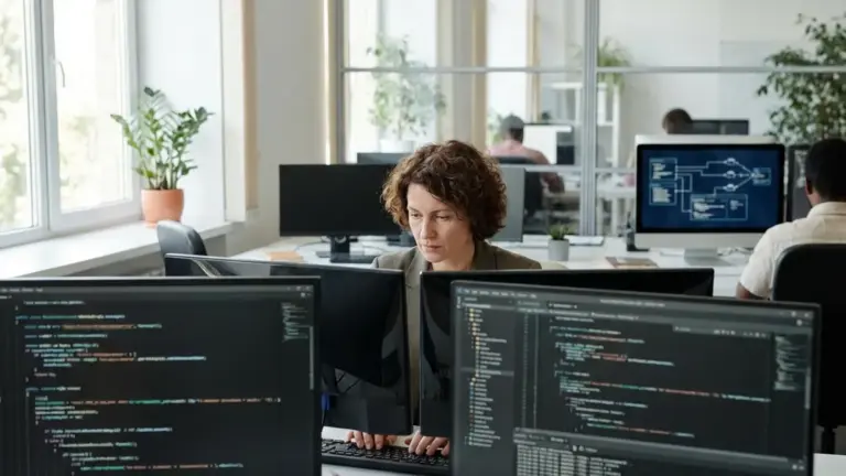 Cyberabwehr-Experte analysiert Netzwerkdaten im Büro