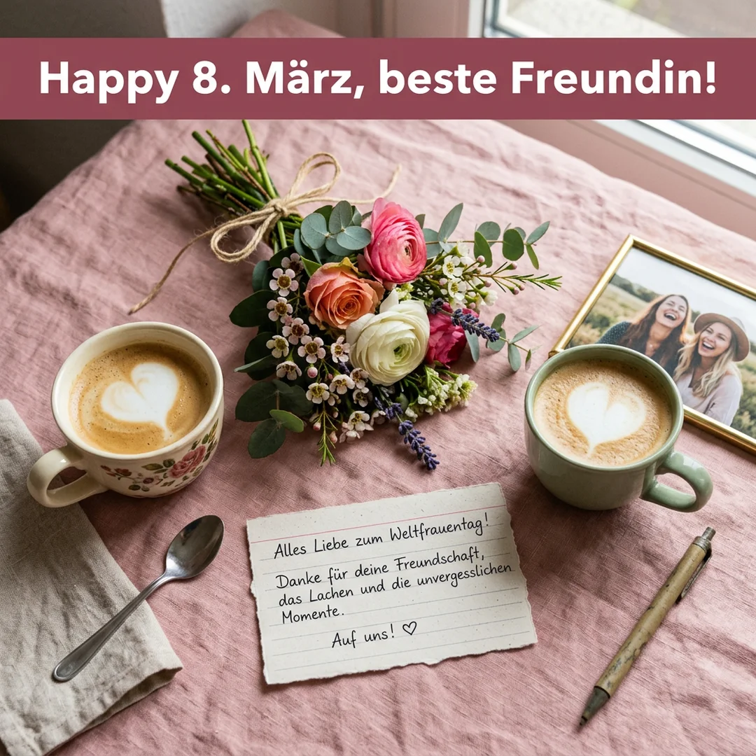 Frauentag Sprüche Freundin Flatlay