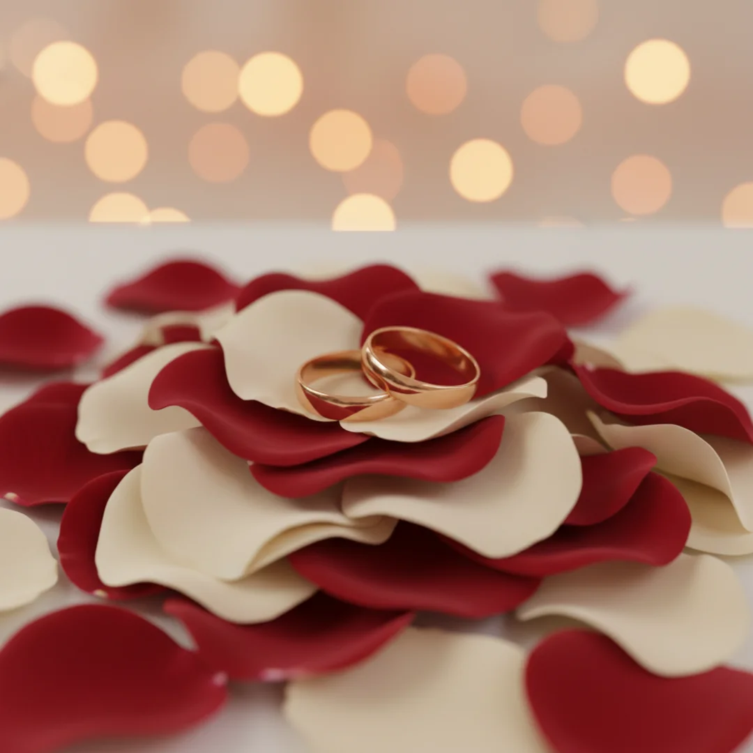 Hochzeitsglückwünsche – Ringe und Blumen romantisch