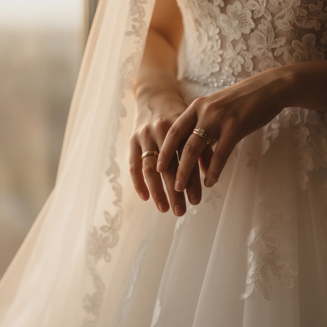 Hochzeitsglückwünsche – Brautpaar Hände verschränkt