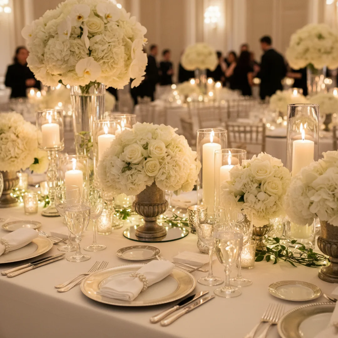 Hochzeitsglückwünsche – Hochzeitstisch festlich dekoriert