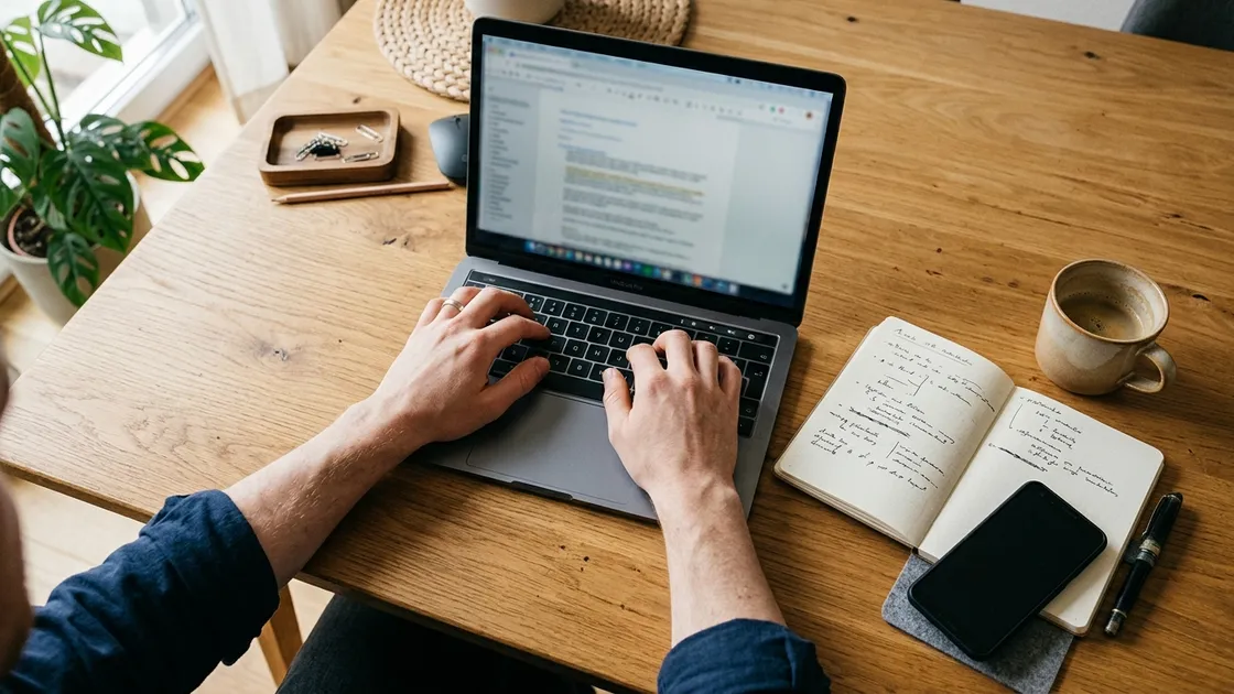 Passwort-Manager im Alltag – Laptop und Smartphone auf dem Schreibtisch