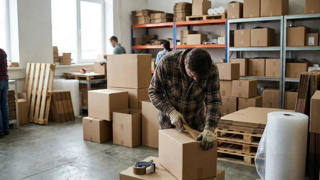 E-Commerce Händler verpackt Shopify-Bestellungen für den Versand