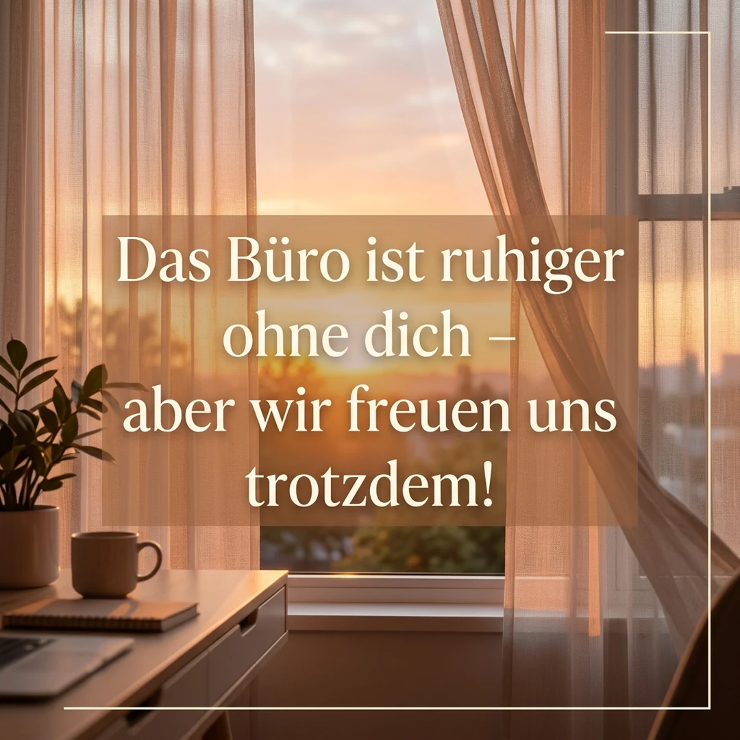 Das Büro ist ruhiger ohne dich – aber wir freuen uns trotzdem!