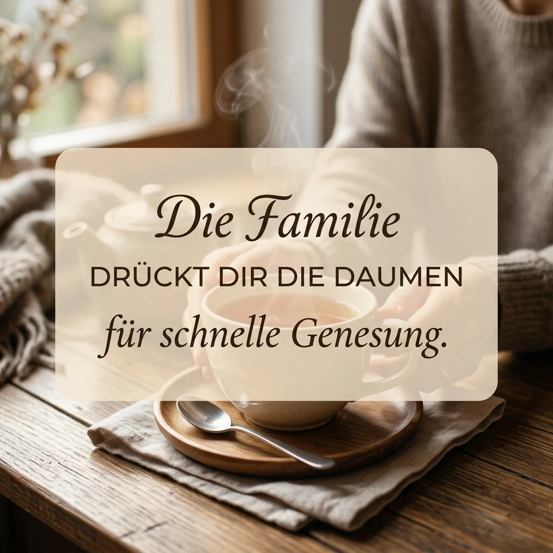 Die Familie drückt dir die Daumen für schnelle Genesung.