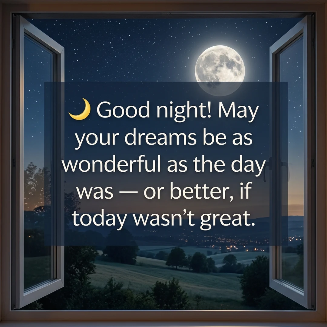 🌙 Good night! May your dreams be as wonderful as the day was — or better, if today wasn't great.