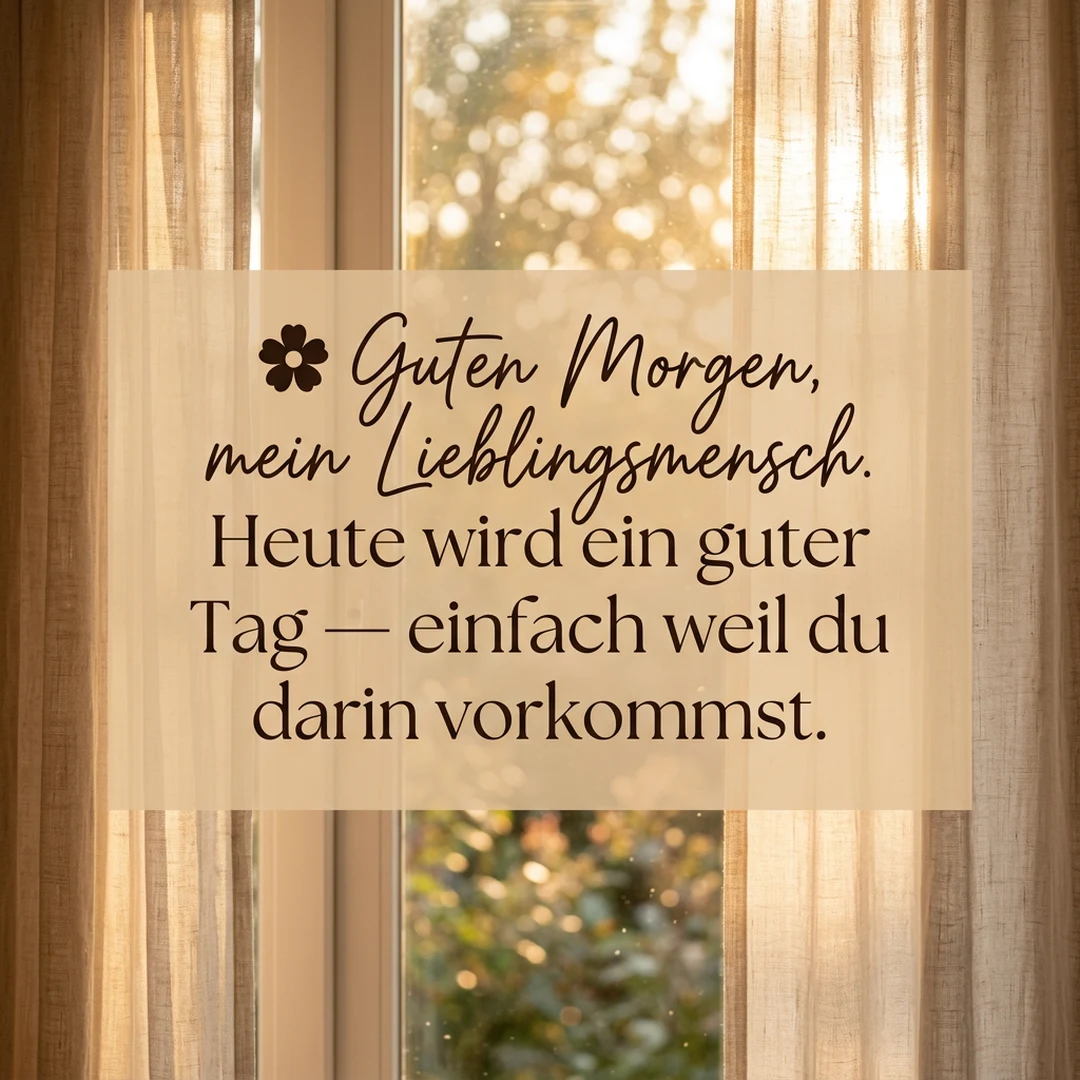 🌸 Guten Morgen, mein Lieblingsmensch. Heute wird ein guter Tag — einfach weil du darin vorkommst.