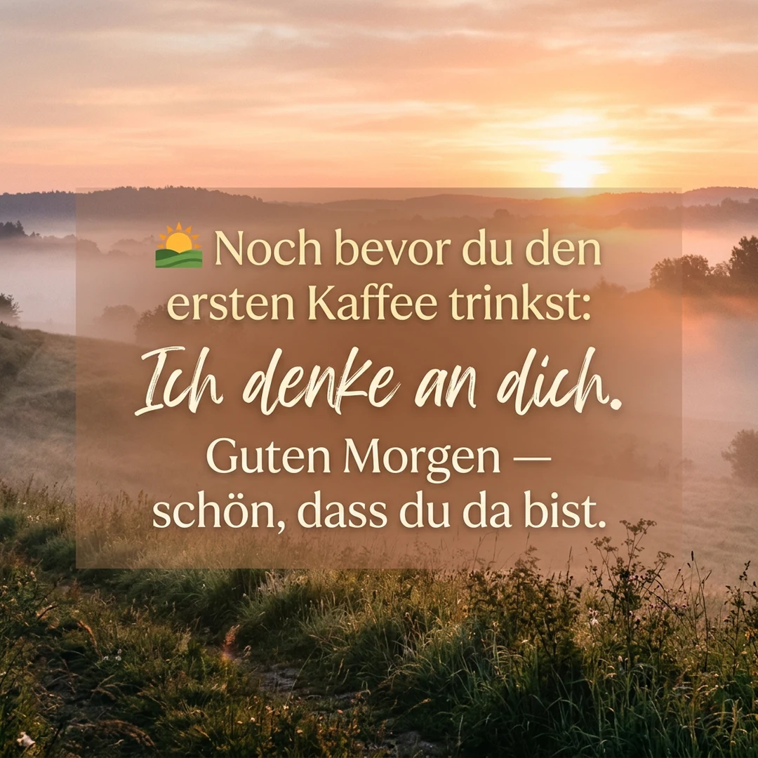 🌅 Noch bevor du den ersten Kaffee trinkst: Ich denke an dich. Guten Morgen — schön, dass du da bist.