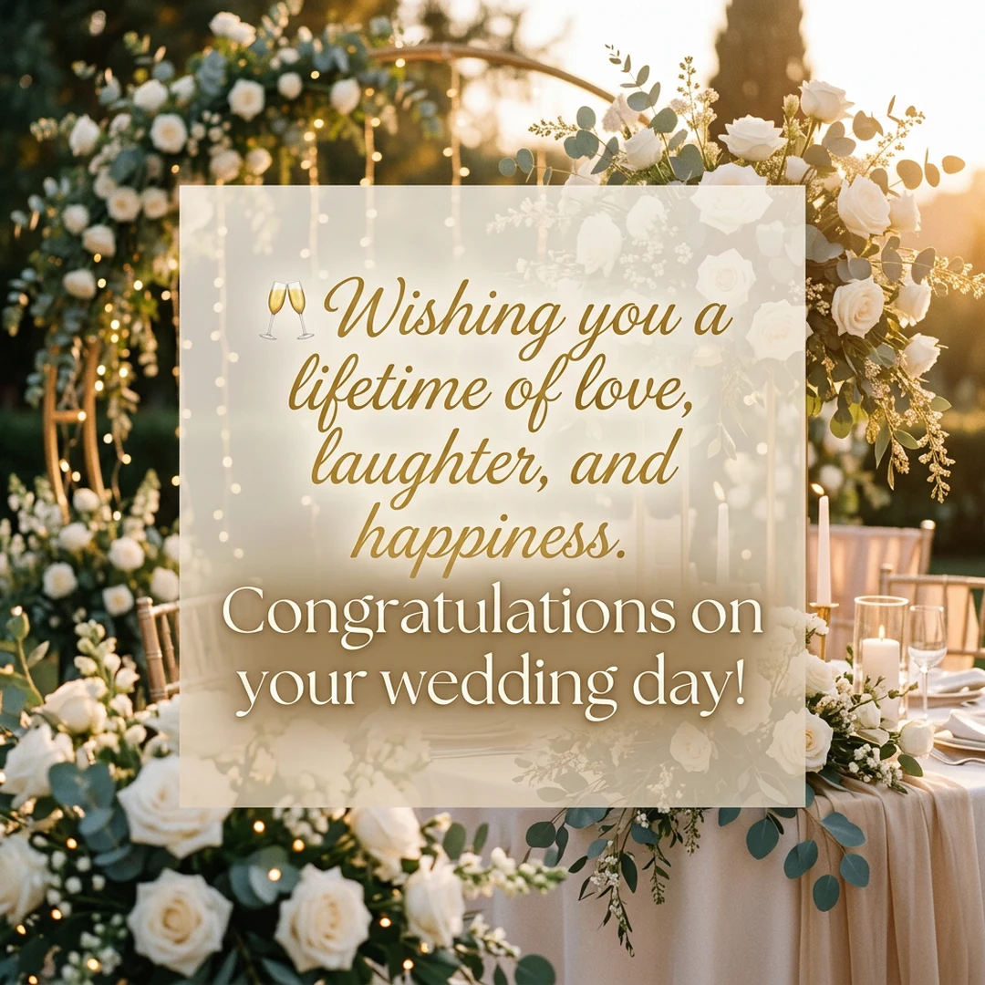 🥂 Wishing you a lifetime of love, laughter, and happiness. Congratulations on your wedding day!