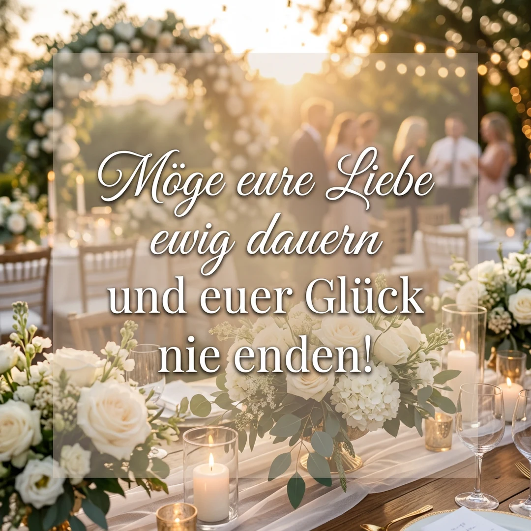Möge eure Liebe ewig dauern und euer Glück nie enden!