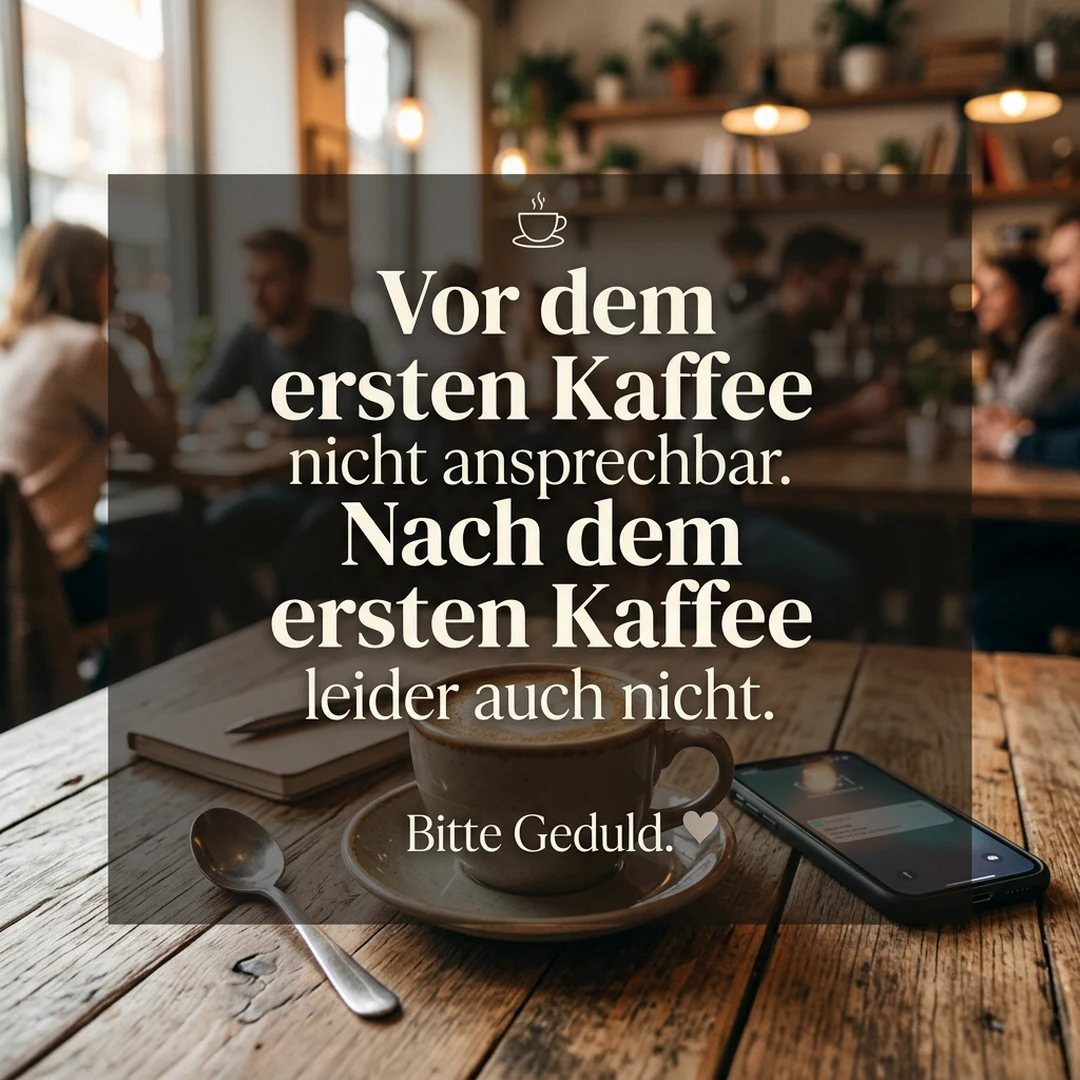 ☕ Vor dem ersten Kaffee nicht ansprechbar. Nach dem ersten Kaffee leider auch nicht. Bitte Geduld.