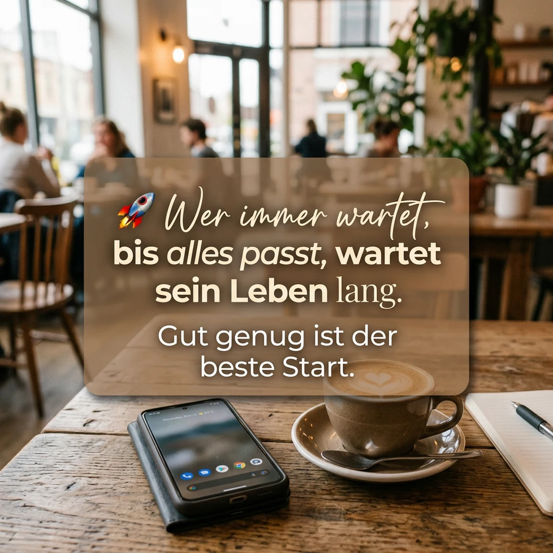 🚀 Wer immer wartet, bis alles passt, wartet sein Leben lang. Gut genug ist der beste Start.