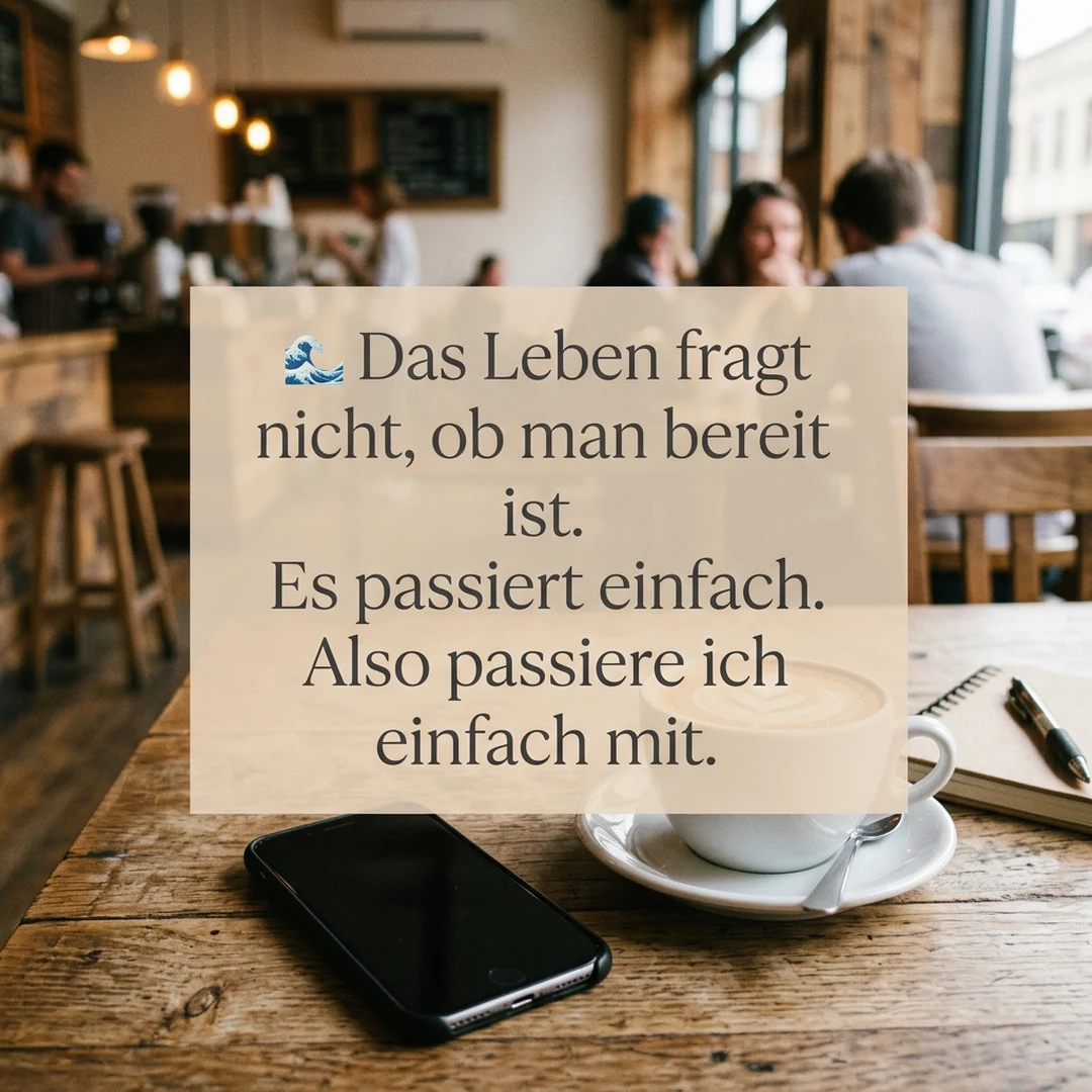 🌊 Das Leben fragt nicht, ob man bereit ist. Es passiert einfach. Also passiere ich einfach mit.