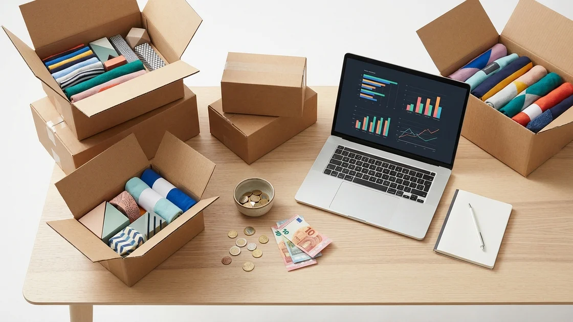 Temu Amazon Preiskampf im E-Commerce mit Paketen und Laptop