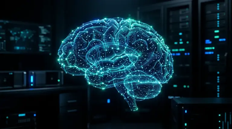 Claude Mythos KI-Modell von Anthropic – abstrakte neuronale Netzwerkvisualisierung in Blau und Türkis