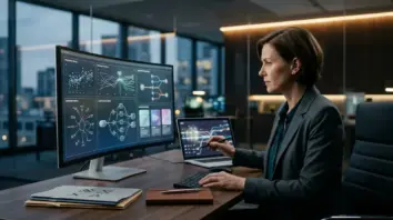 Compliance-Managerin prüft Explainable AI Dashboard mit automatisierten Entscheidungen