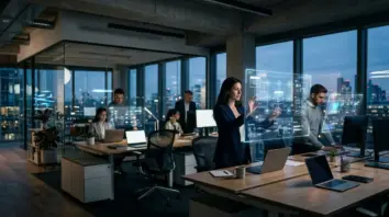 Gemini Enterprise, Agenten – Gemini Enterprise Agenten im modernen Business-Umfeld mit KI-Workflow-Visualisierung