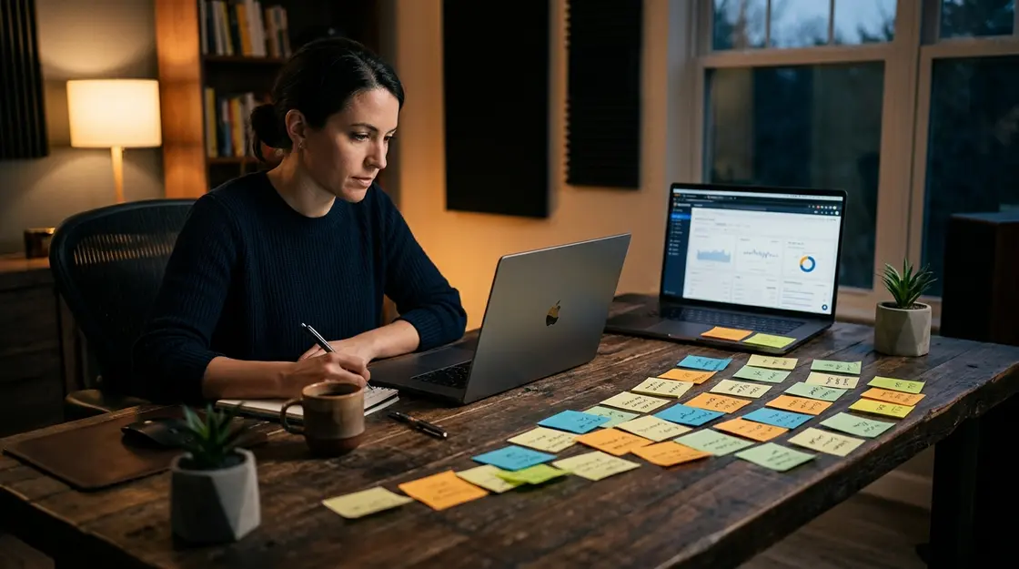 Long-Tail-Keywords Recherche-Strategie auf Notizen und Laptop