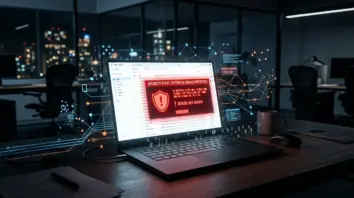 Phishing, E-Mail-Sicherheit – Phishing-Warnung im E-Mail-Postfach auf einem Laptop-Bildschirm mit Sicherheitshinweisen