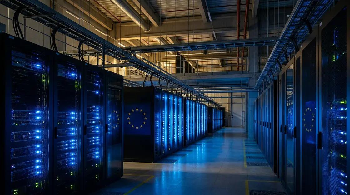 Europäisches Rechenzentrum als Symbol für Sovereign AI und Datensouveränität