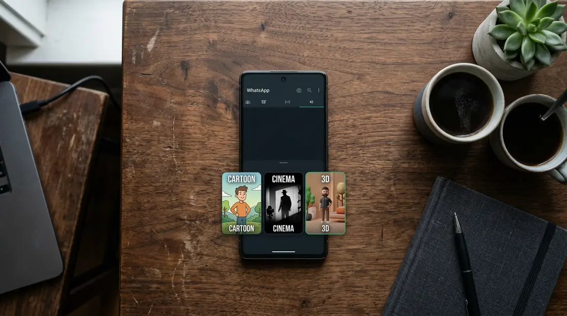 WhatsApp Android Beta KI-Tab mit Stil-Optionen für Mobile AI-Editing