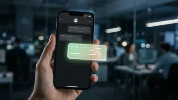 Smartphone mit WhatsApp KI Messenger Features im Chat-Interface