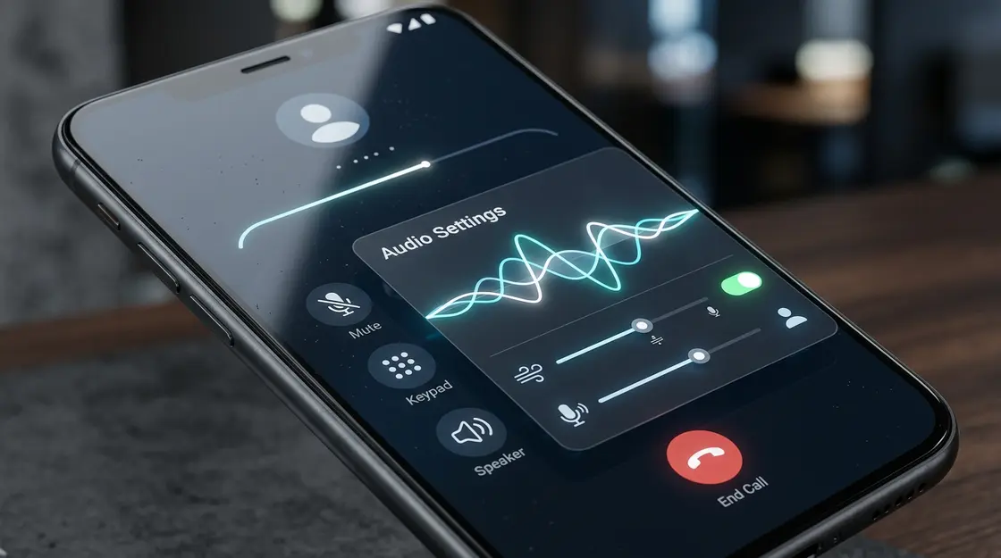 Smartphone-Bildschirm mit WhatsApp Noise Canceling Anrufmenü