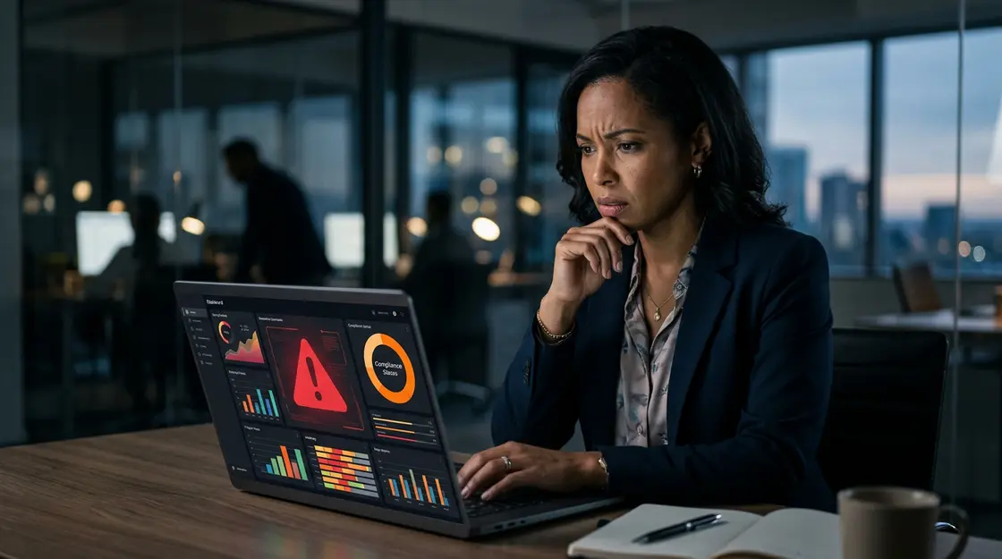 IT-Sicherheitsverantwortlicher prüft DeepSeek-Compliance auf Laptop