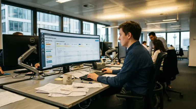Finance Automation, Autonomous Agents – Finance Analyst prüft autonomen Agenten für Finance Automation im Backoffice