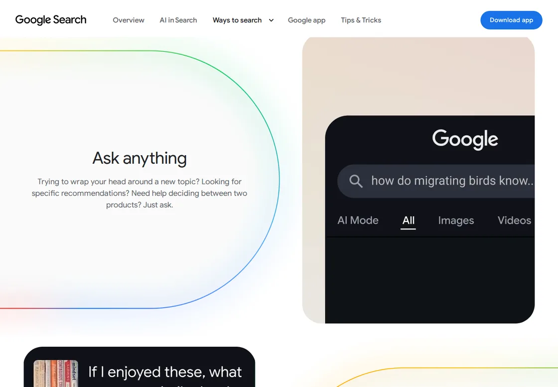 Google AI Mode Screenshot der offiziellen Google-Produktseite