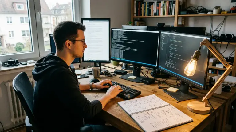 GPT-5.4 mini, nano – Entwickler arbeitet mit GPT-5.4 mini und nano in einer Multi-Agent-Coding-Umgebung