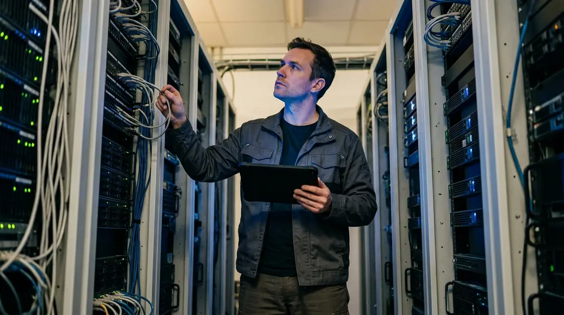Risikobasierte Sicherheit für KI: IT-Experte prüft Server-Infrastruktur auf Datenschutzkonformität