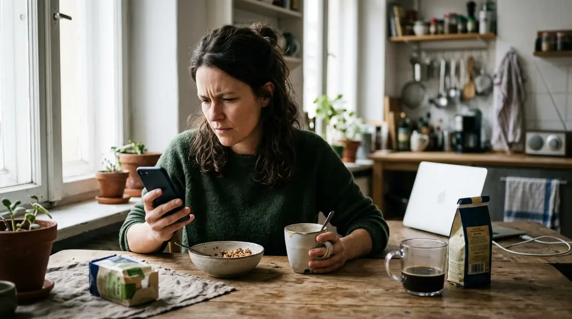 KI-Deepfakes, Messenger Sicherheit – Frau prüft skeptisch ein Video auf dem Smartphone – KI-Deepfakes in Messenger-Apps erkennen