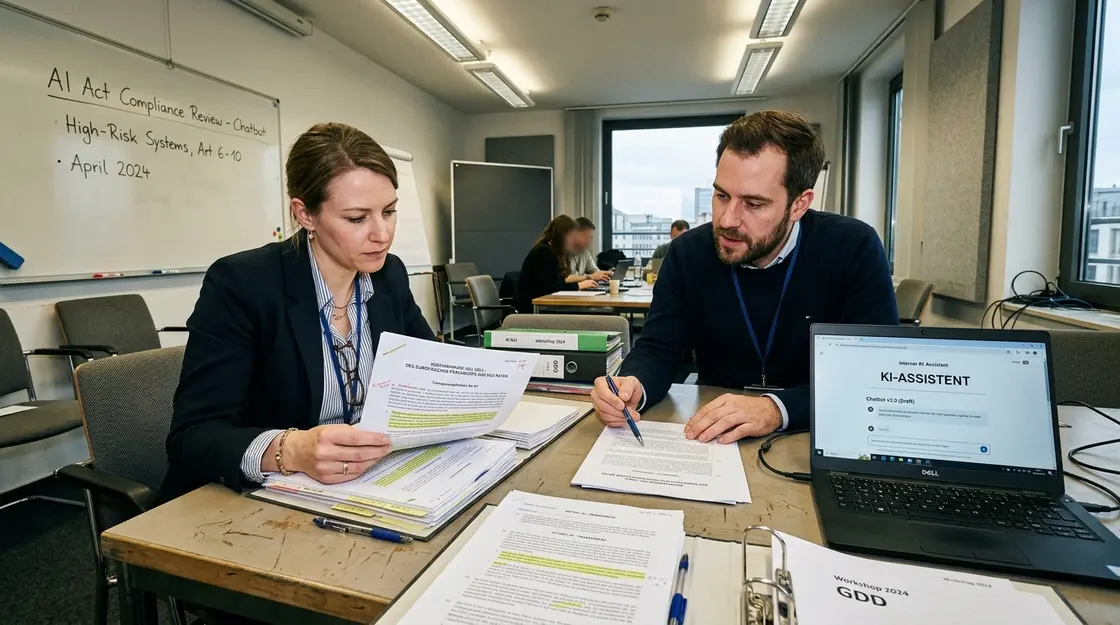 KI-Transparenz, Kennzeichnung – KI-Transparenz Compliance-Workshop: Team prüft AI Act Kennzeichnungspflichten