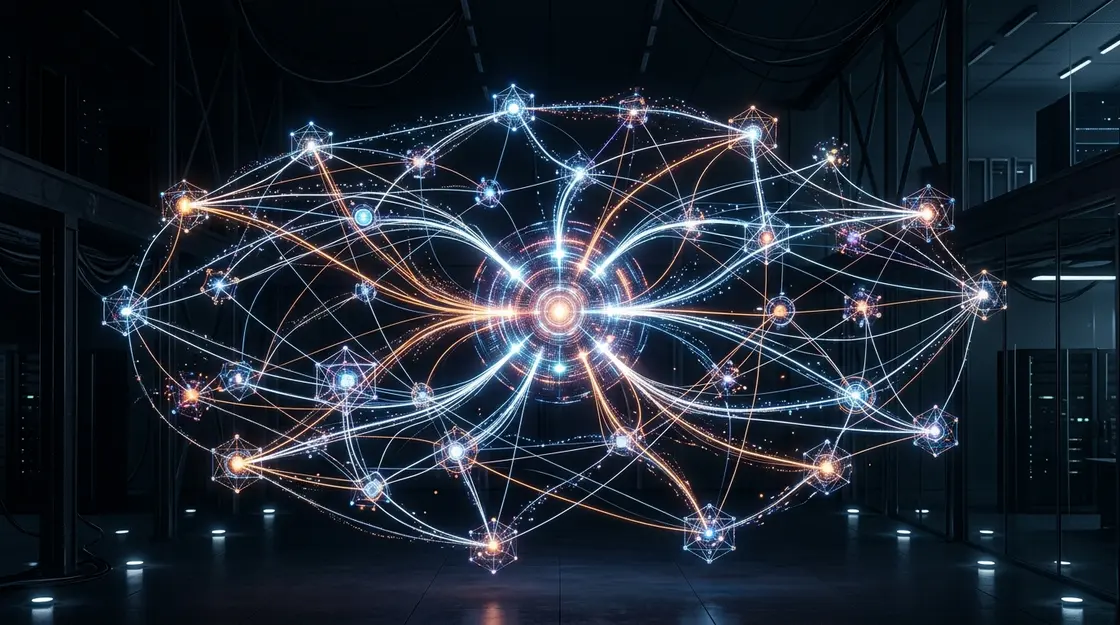 Multi-Agenten-Systeme Netzwerk mit Enterprise Automation Datenpfaden