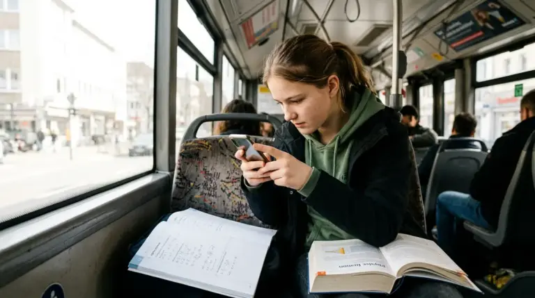 Socratic App, KI Hausaufgaben – Schülerin fotografiert Matheaufgabe mit Smartphone in der KI Hausaufgaben App Socratic