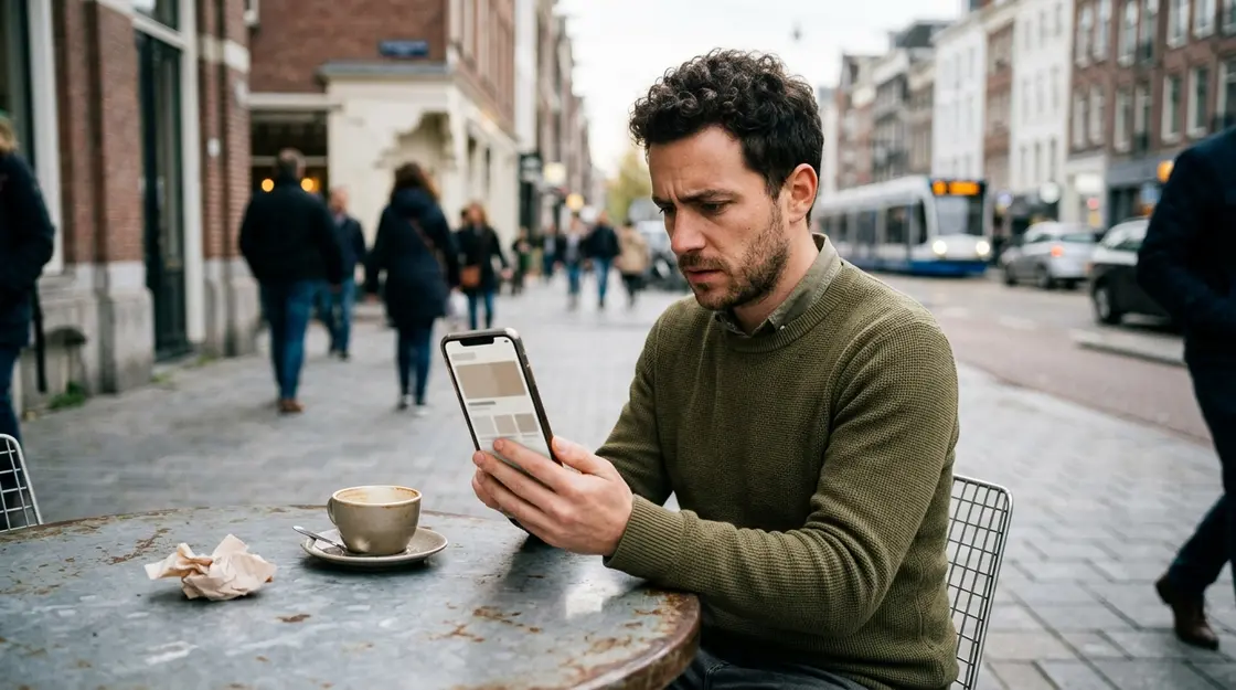 Junger Entwickler prüft KI-generierte App auf Sicherheitslücken im Café