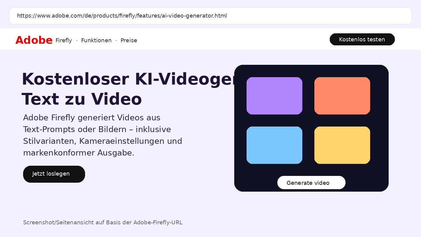 Screenshot Adobe Firefly KI Videogenerator